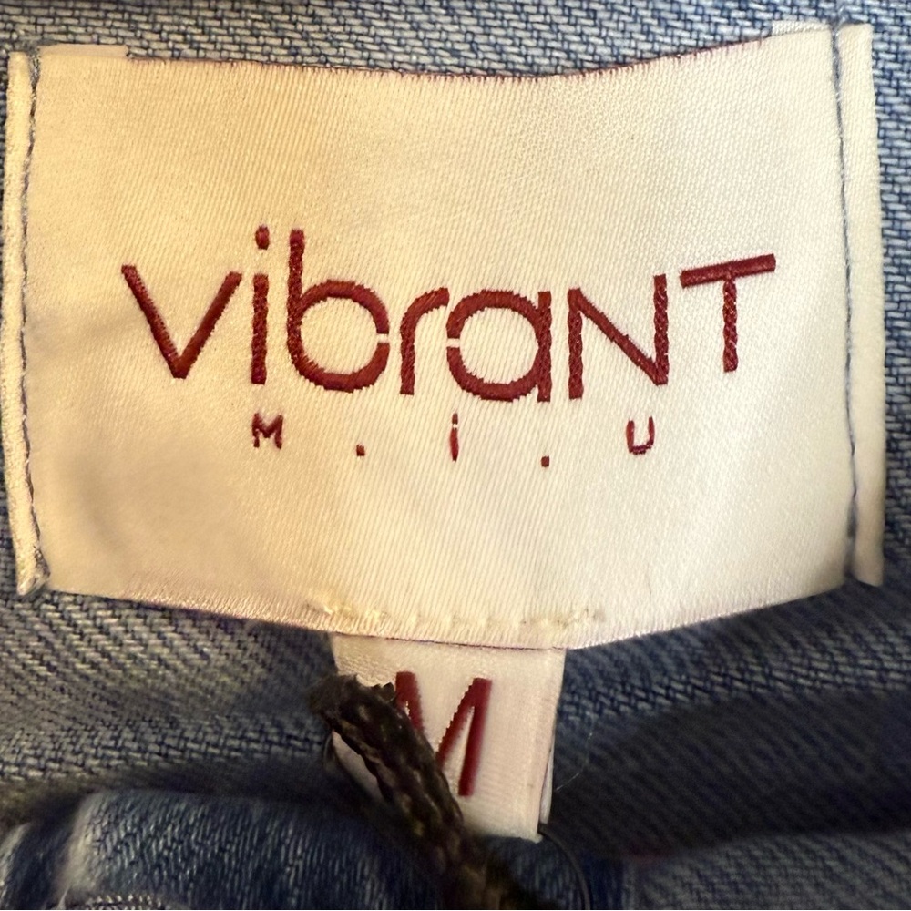 Vibrant‎ M.I.U. Denim Button-Up Long Sleeve Fitted Waist Shirt Dress NWT - Picture 6 of 8